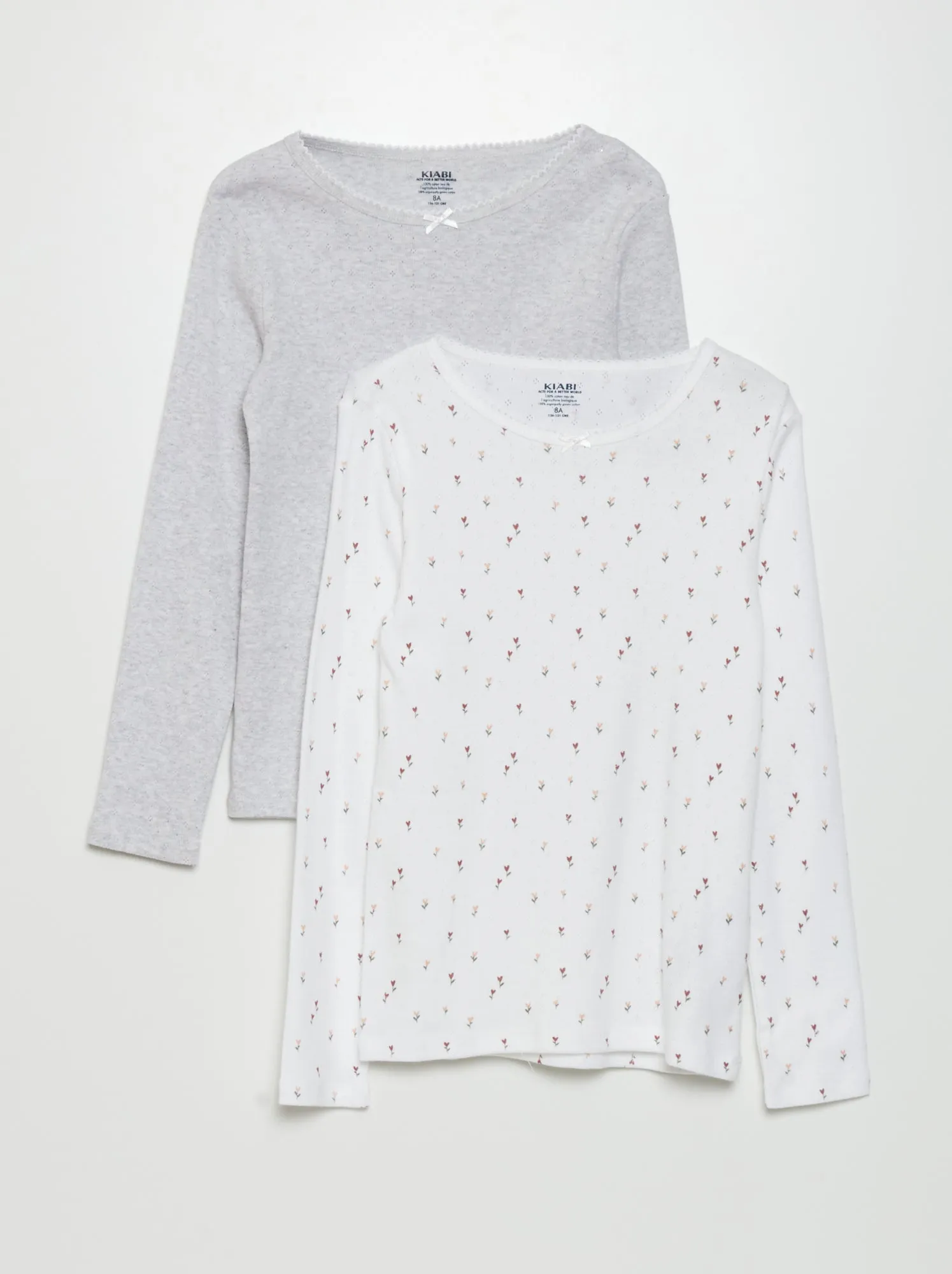 T-shirt in maglia pointelle - BIANCO