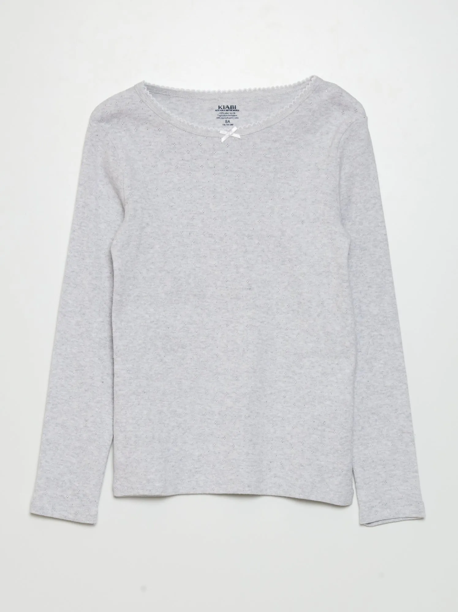 T-shirt in maglia pointelle - BIANCO