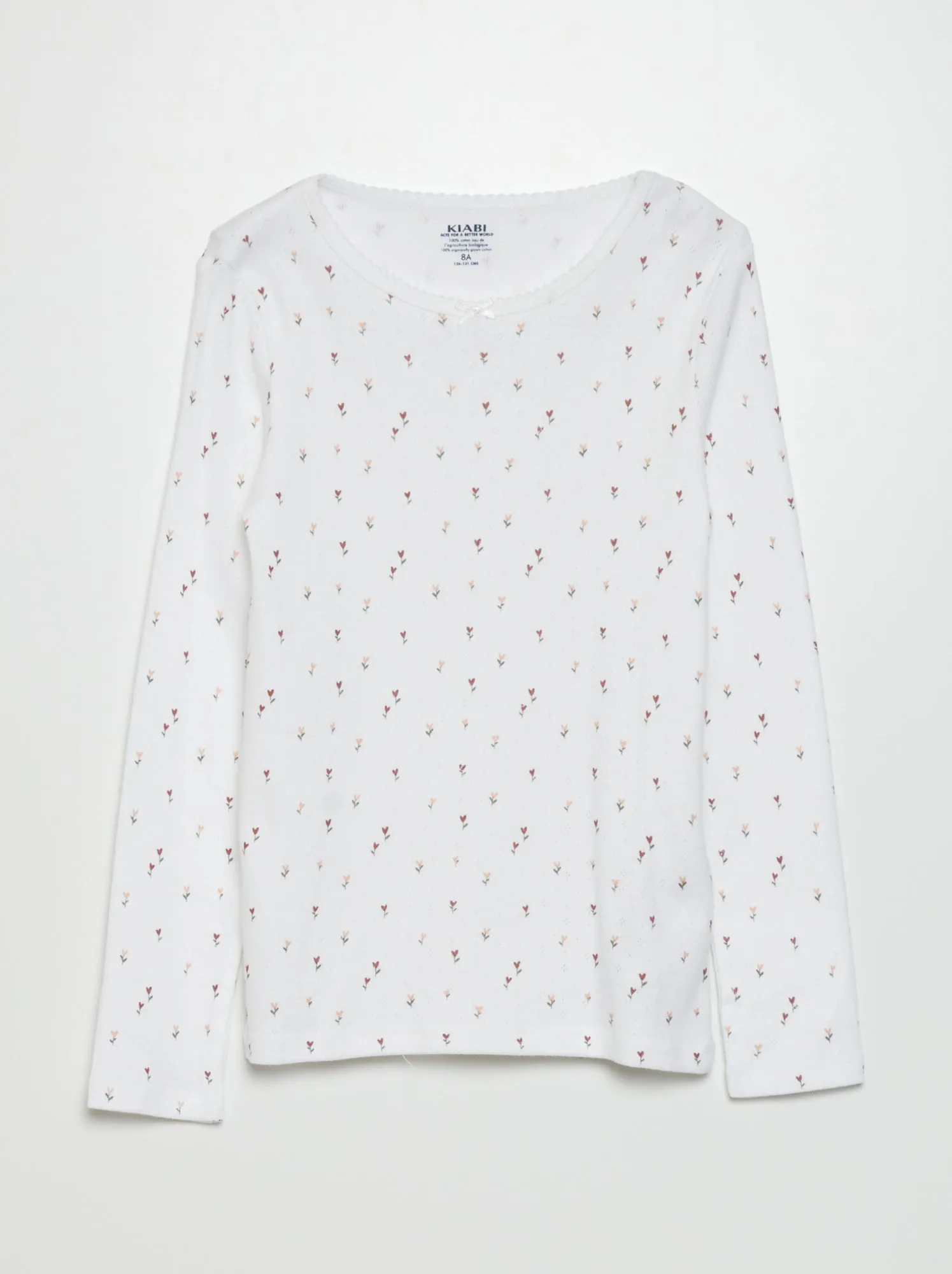 T-shirt in maglia pointelle - BIANCO