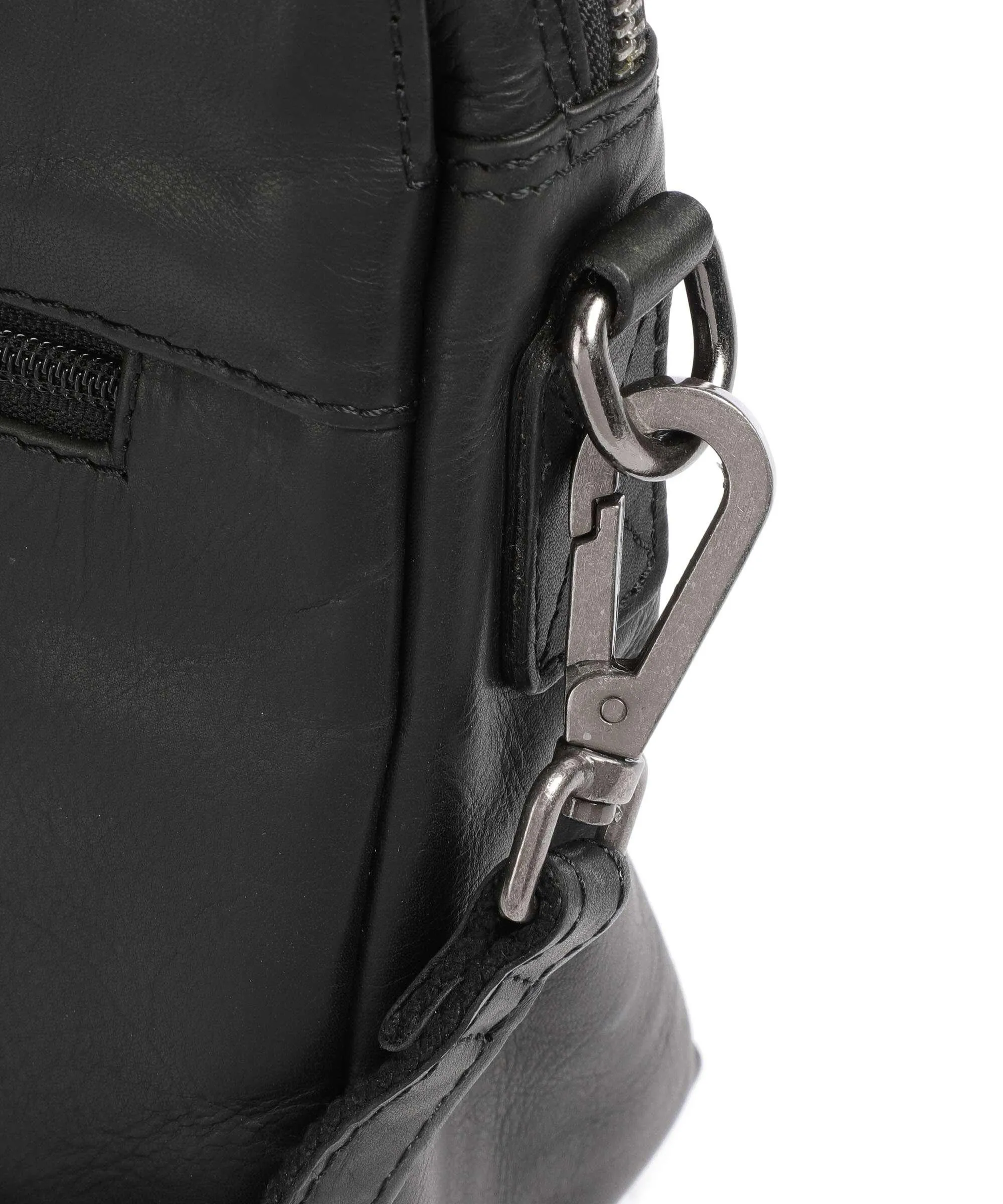  The Chesterfield Brand Cow Wax Pull Up Bergamo Borsa a spalla 13″ pelle di vacchetta pull-up nero  