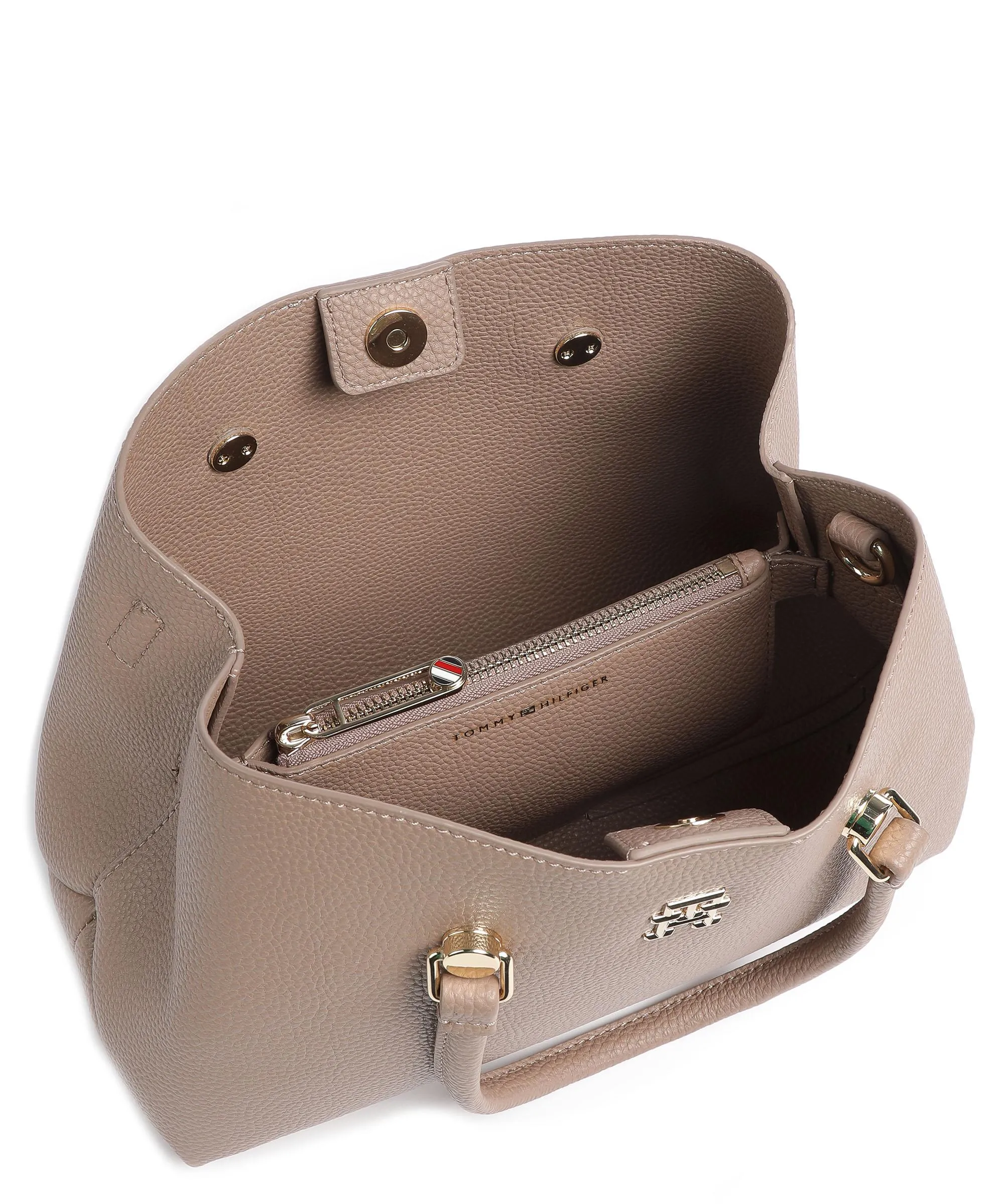  Tommy Hilfiger TH Emblem Borsa a mano pelle sintetica marrone chiaro  