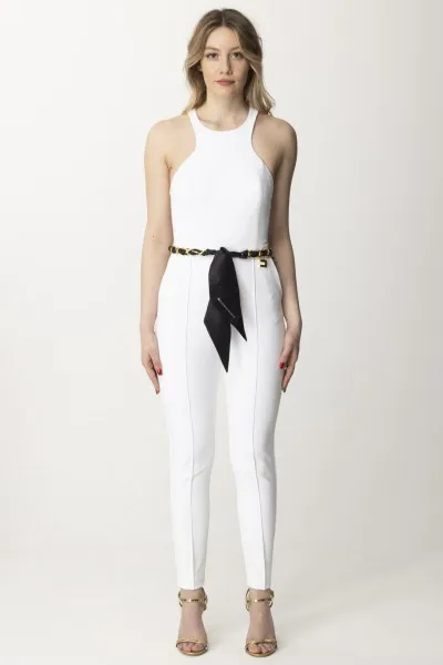 Tuta con cintura in catena e foulard Avorio