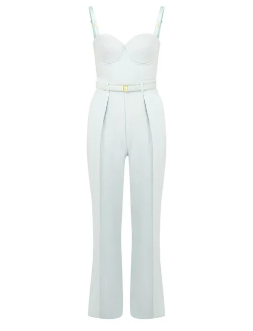 Tuta Elisabetta Franchi in crèpe verde acqua