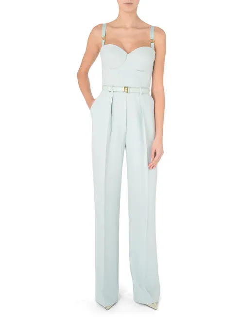 Tuta Elisabetta Franchi in crèpe verde acqua