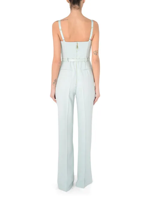 Tuta Elisabetta Franchi in crèpe verde acqua