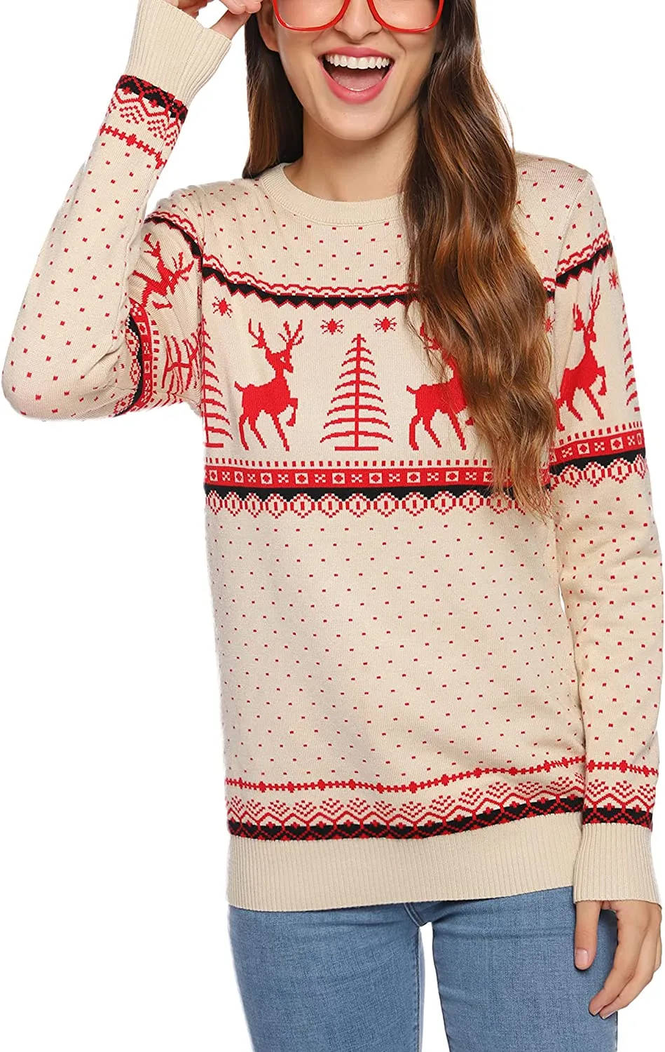 Wayleb Maglione Natalizio Famiglia Donna Maglioni Natalizi Unisex Uomo Maglione Natale Coppia Felpa Ragazza Sweatshirt Pullover 