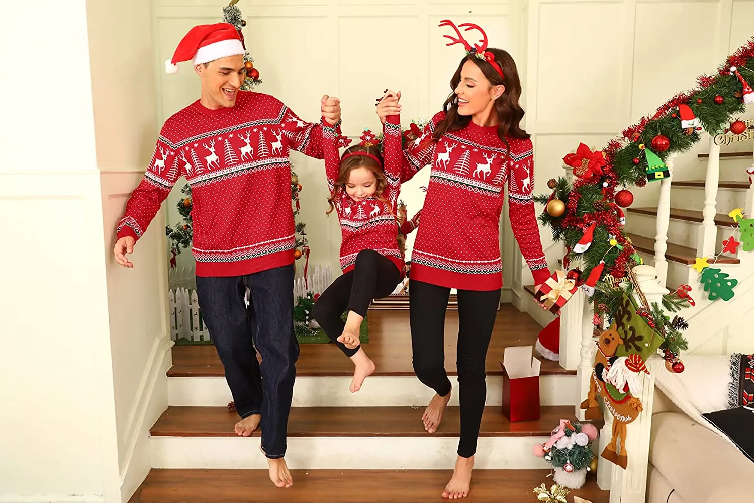 Wayleb Maglione Natalizio Famiglia Donna Maglioni Natalizi Unisex Uomo Maglione Natale Coppia Felpa Ragazza Sweatshirt Pullover 