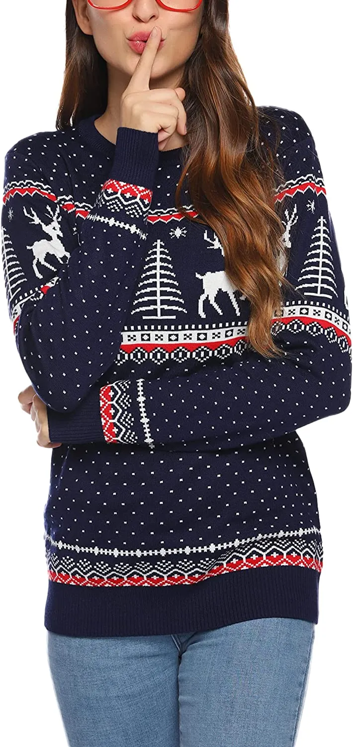 Wayleb Maglione Natalizio Famiglia Donna Maglioni Natalizi Unisex Uomo Maglione Natale Coppia Felpa Ragazza Sweatshirt Pullover 