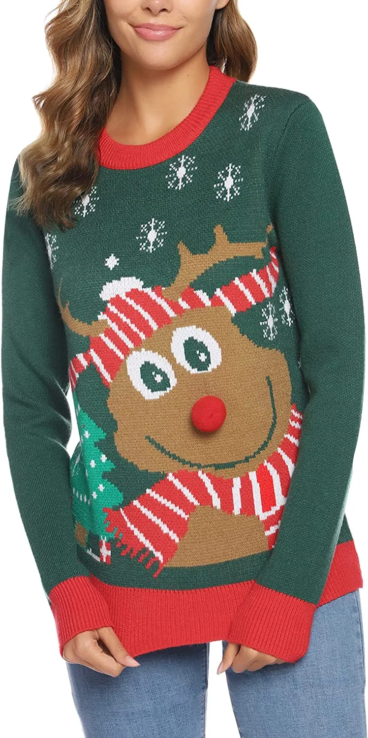 Wayleb Maglione Natalizio Famiglia Donna Maglioni Natalizi Unisex Uomo Maglione Natale Coppia Felpa Ragazza Sweatshirt Pullover 