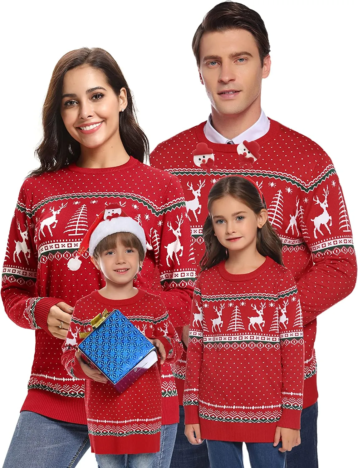 Wayleb Maglione Natalizio Famiglia Donna Maglioni Natalizi Unisex Uomo Maglione Natale Coppia Felpa Ragazza Sweatshirt Pullover 